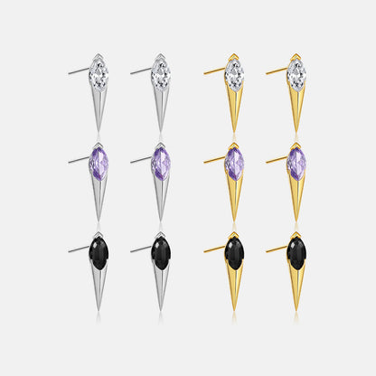 925 Sterling Silber / 18K Gold Spitze Ohrstecker mit Edelsteinen