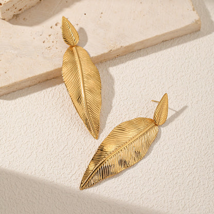 Edelstahl Goldene Blattohrstecker