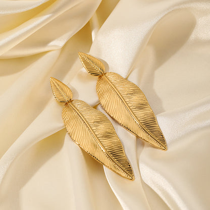 Edelstahl Goldene Blattohrstecker