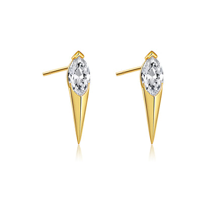 925 Sterling Silber / 18K Gold Spitze Ohrstecker mit Edelsteinen