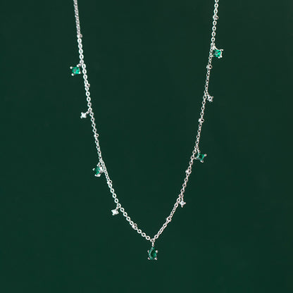 Edle 925 Sterling Silber Smaragdtropfen-Kette