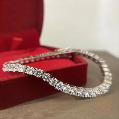 925er Sterling Silber Moissanit Tennisarmband