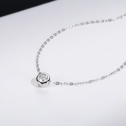 925 Sterling Silber Runde Moissanit Kette