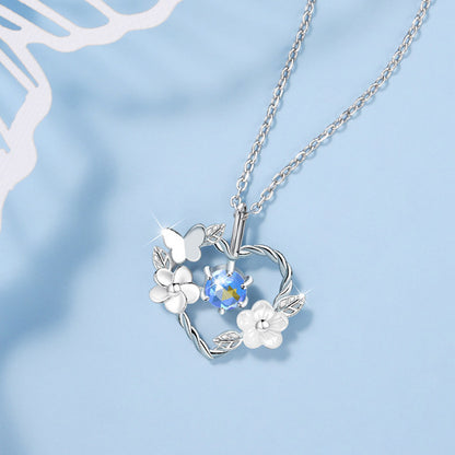 Blüten-Herz Kette 925 Sterling Silber